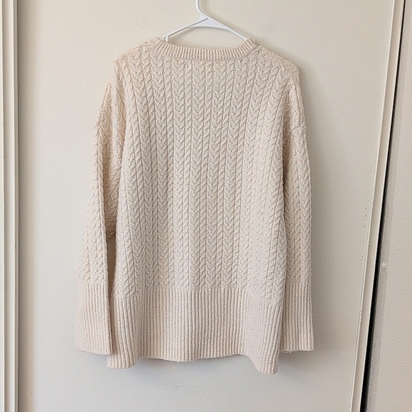 Primark Womens Medium Cable Knit Sweater Cream Boho Neutral Minimalist Classic - Picture 6 of 7